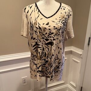 Alfred Dunner Animal Print V-Neck Top